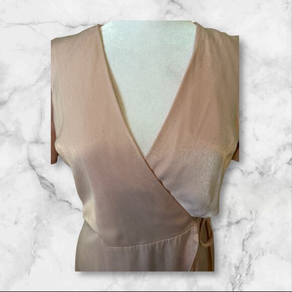 J.O.A. Just One Answer Baby Pink Wrap Dress Open Front w/Short Lining Dress. S - Picture 5 of 12